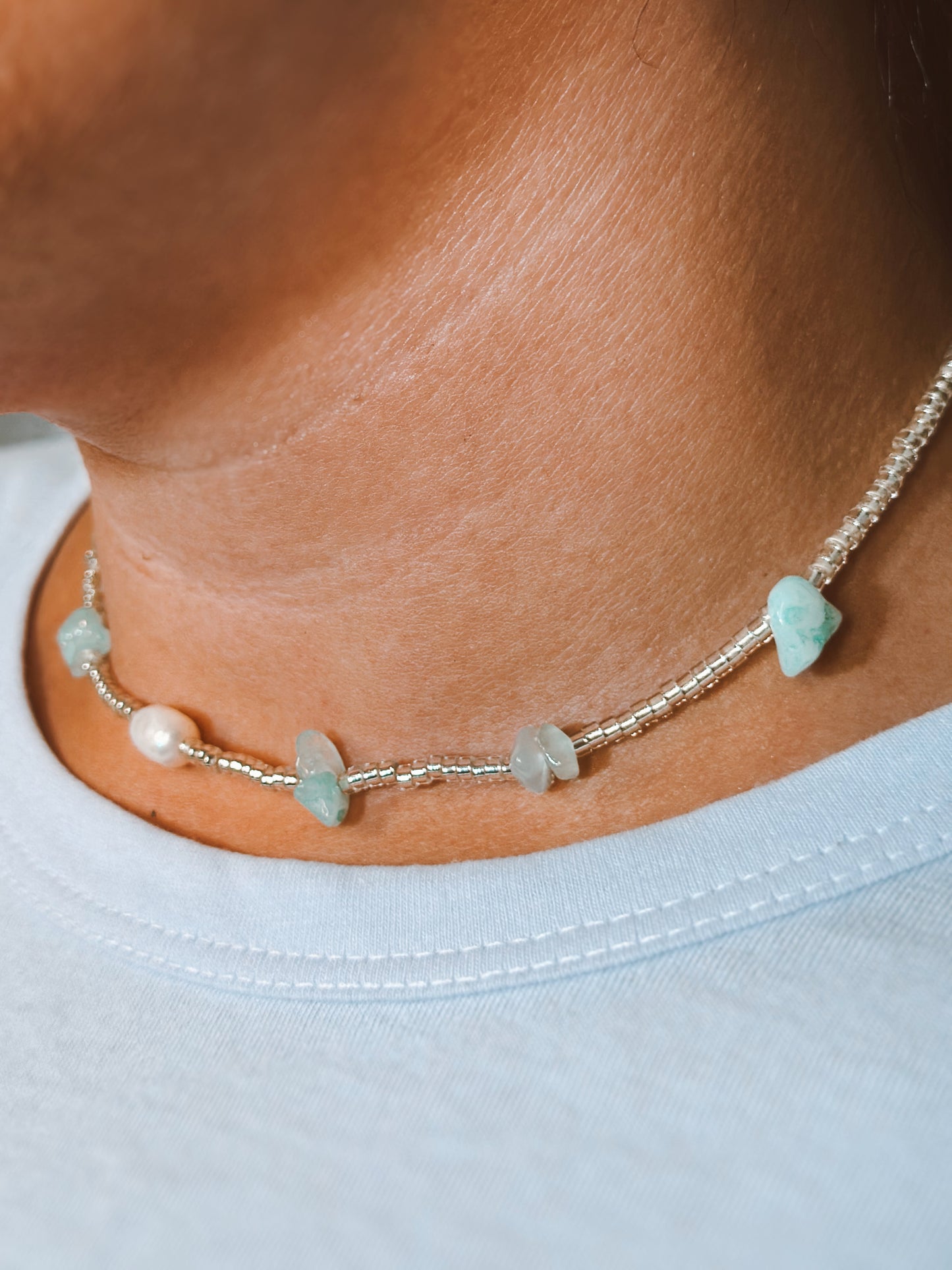 Choker quartzo azul de iemanjá